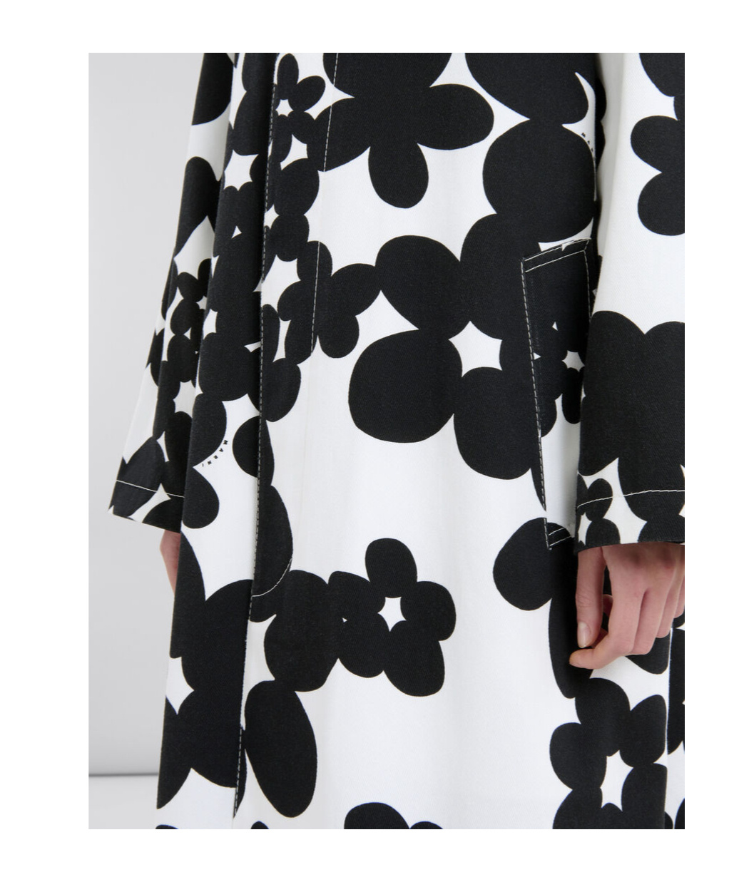 Marni Duster Coat With Black And White Dillies Print In Black