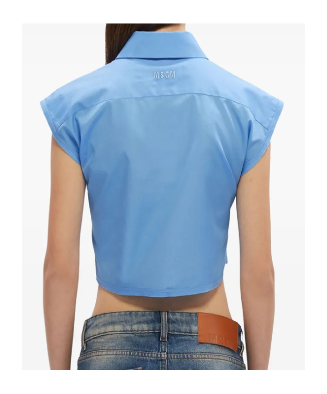 Msgm Belted Blouse In Blue