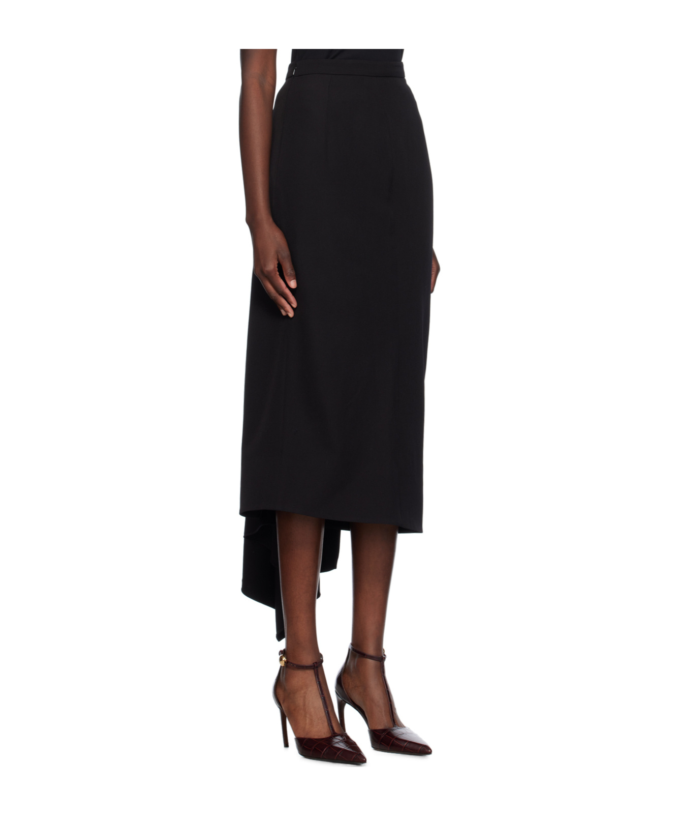 Erdem Falling Skirt With Slit In Black