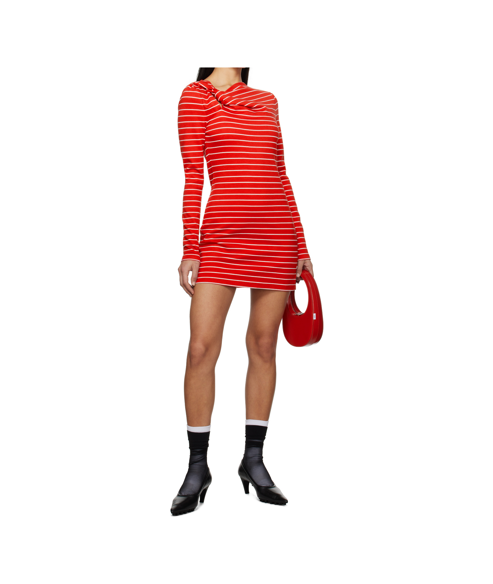 Msgm Striped Dress In Red