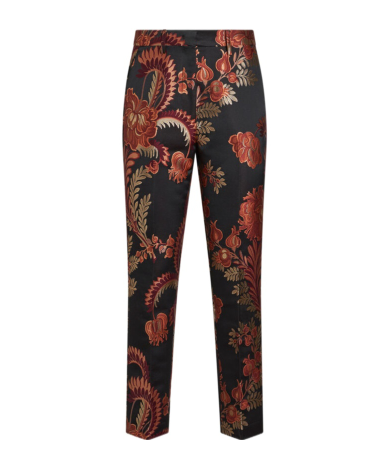 Etro Jacquard Cigarette Trousers In Black