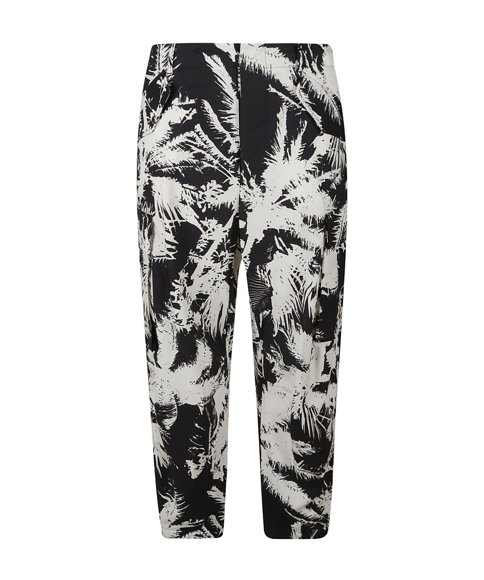 Laneus Printed Multi-pockets Cotton Trousers In Black