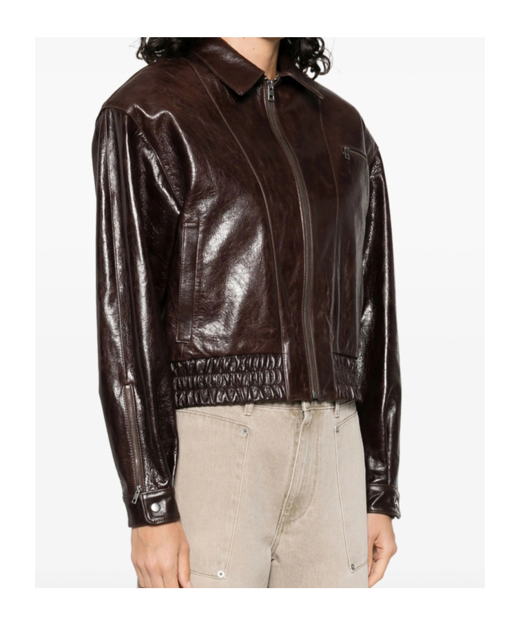 Paloma Wool Long-sleeved Leather Jacket In Brown
