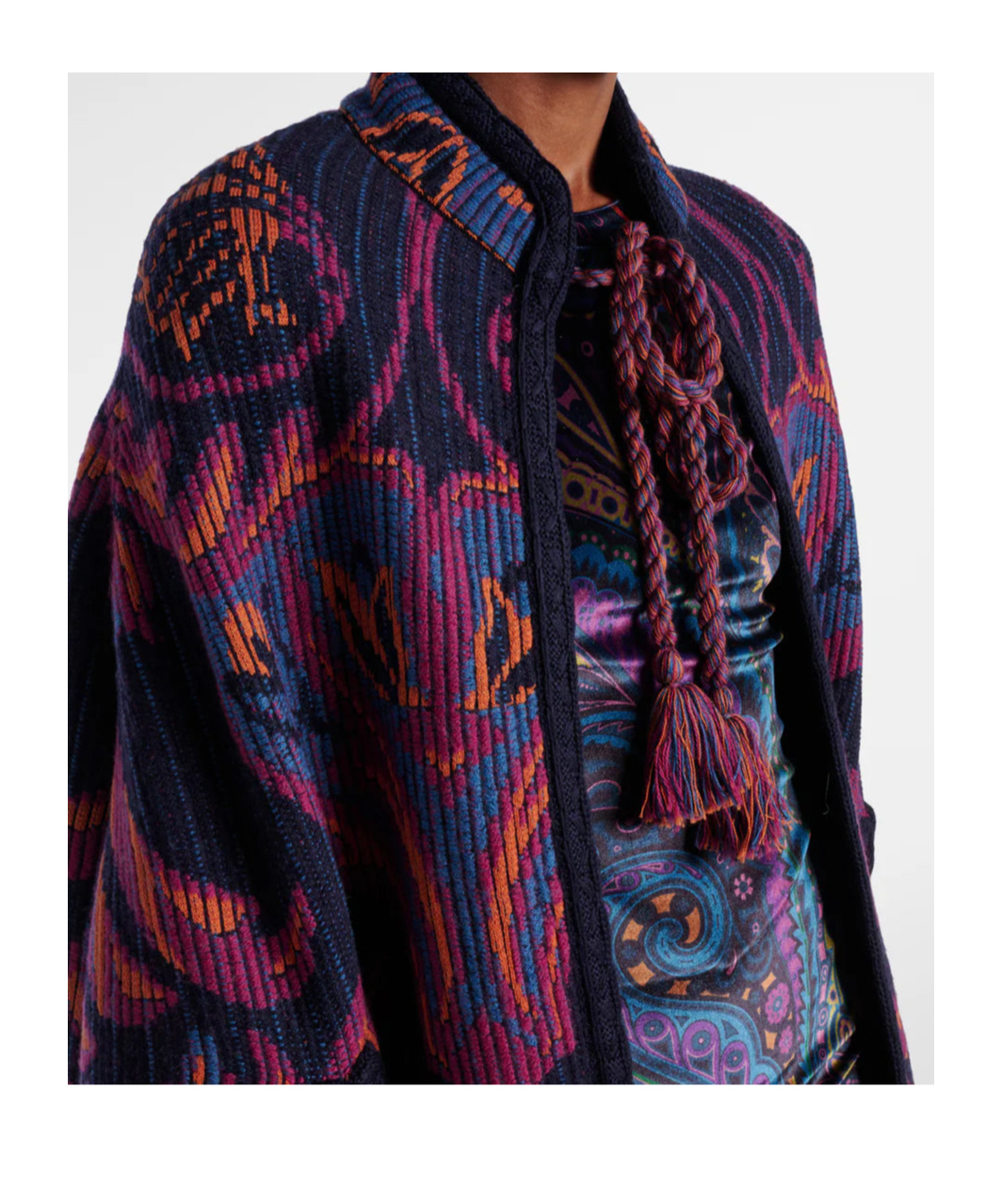 Etro Jacquard Wool And Cotton-blend Cape In Multi