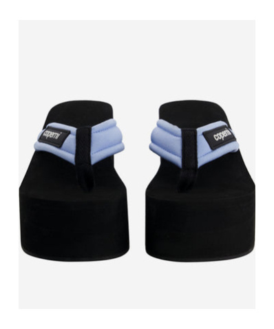 Shop Coperni Branded Wedge Sandal In Black Slope