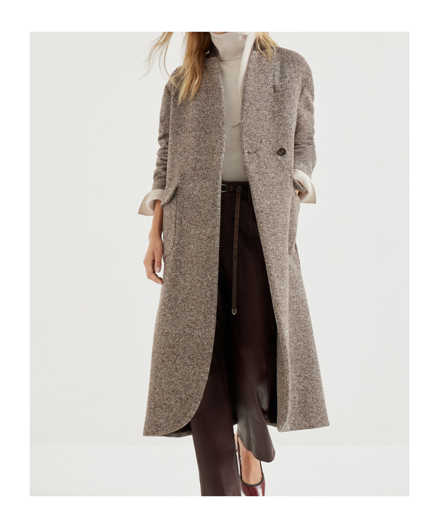 Brunello Cucinelli Belted Coat In Gray