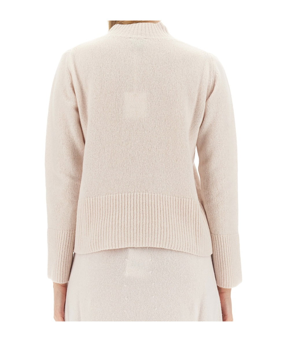 Alysi Chocolat Woman Turtleneck Light Pink Size S Virgin Wool In Ivory