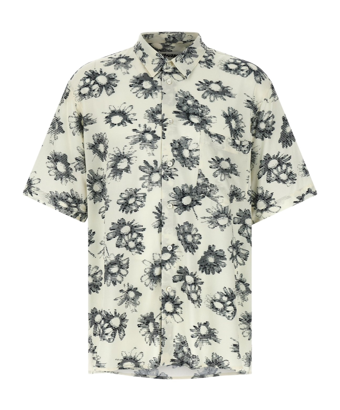 Magliano Matrix Print Viscose Bowling Shirt In White
