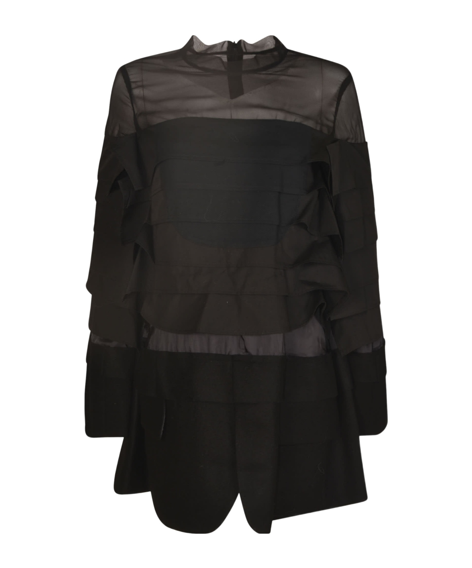 Sacai Layered-effect Panelled Minidress In Black