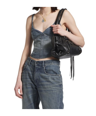 Balenciaga Cropped Sleeveless Top Scoop Neck In Blue