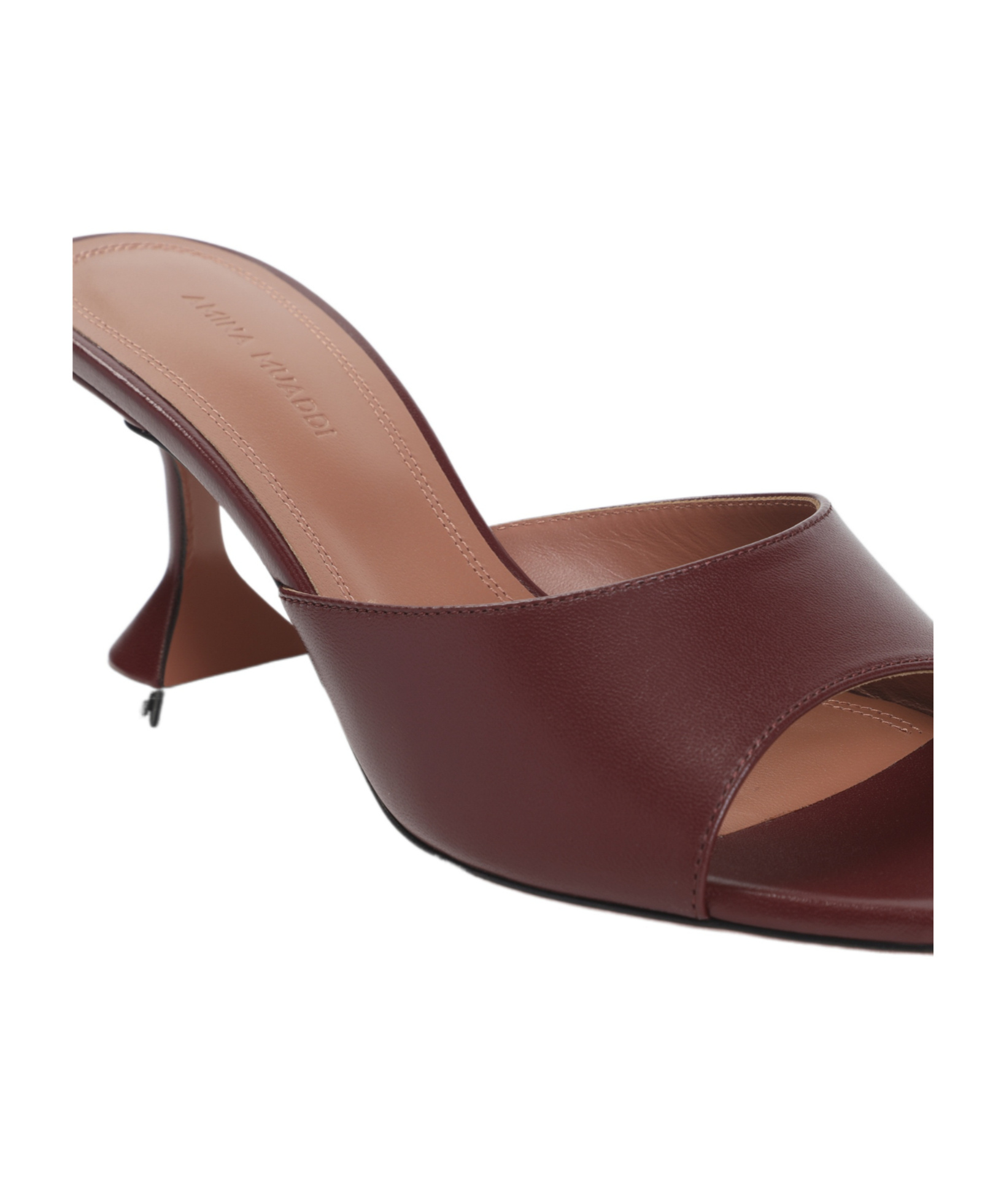 Amina Muaddi Wine Red Nappa Leather Lupita 70 Slippers In Burgundy