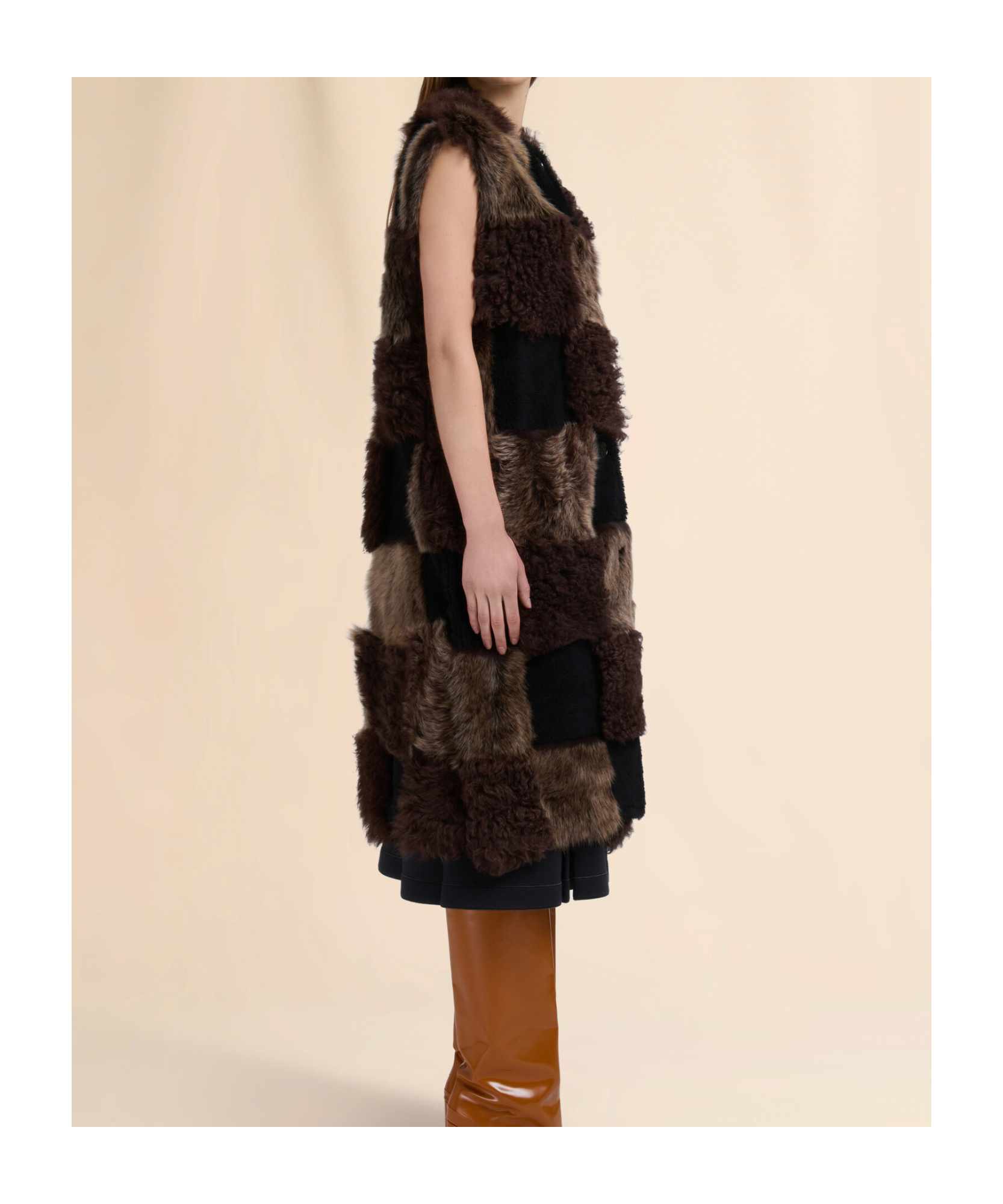 Marni Patchwork Design Shearling Vest