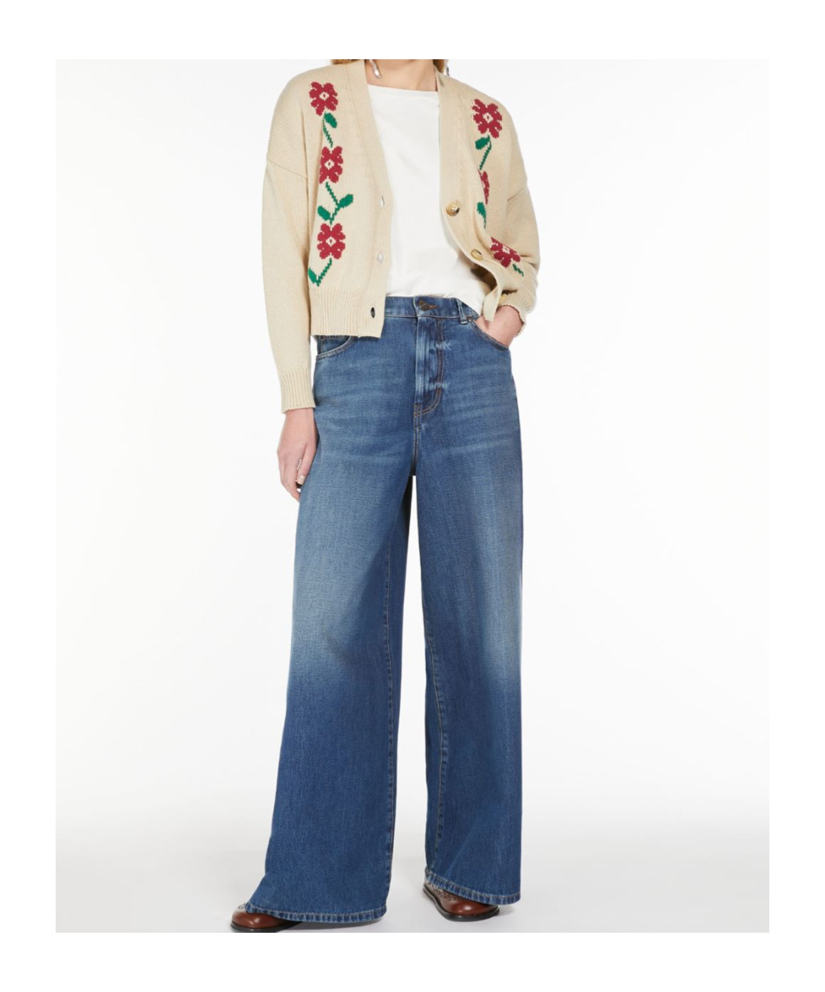 Weekend Max Mara Cardigan With Inlaid Details In Nude