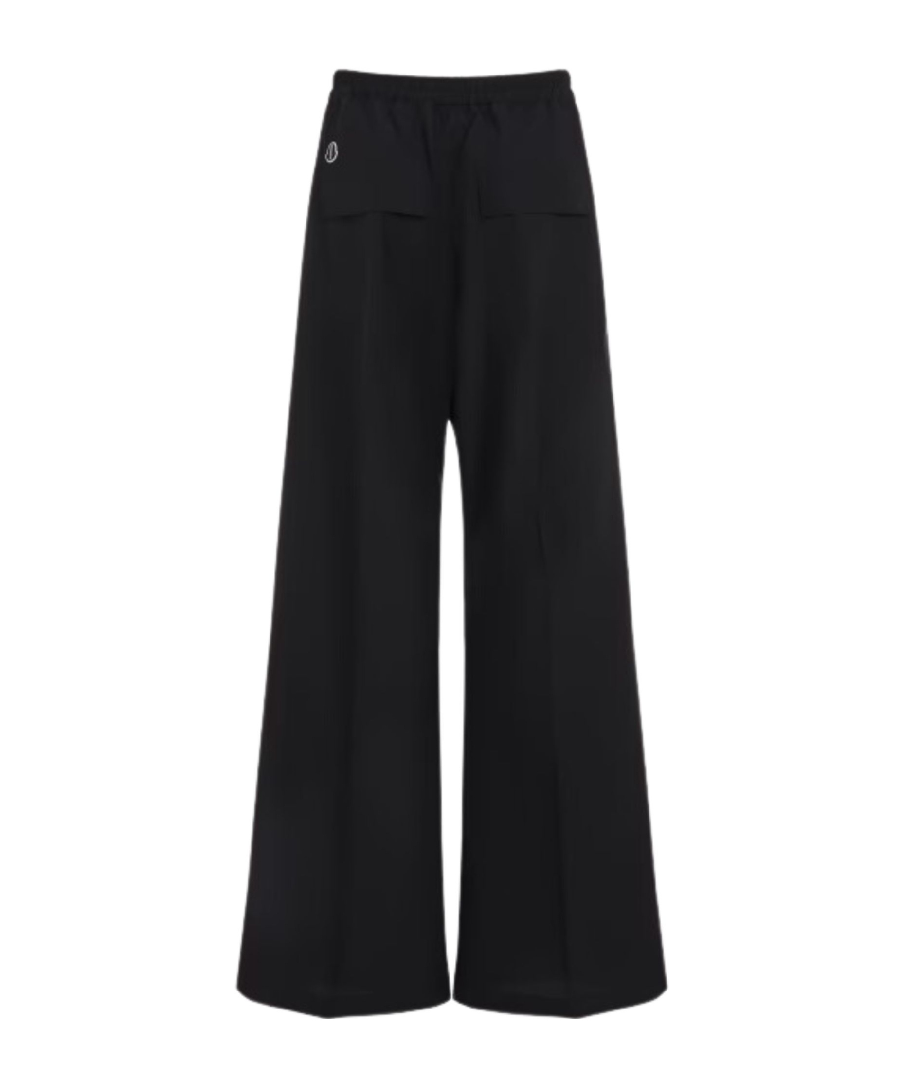 Moncler X Rick Owens 'belas' Black Pants With Drawstring Waist And Logo Patch On The Side In Animal Print