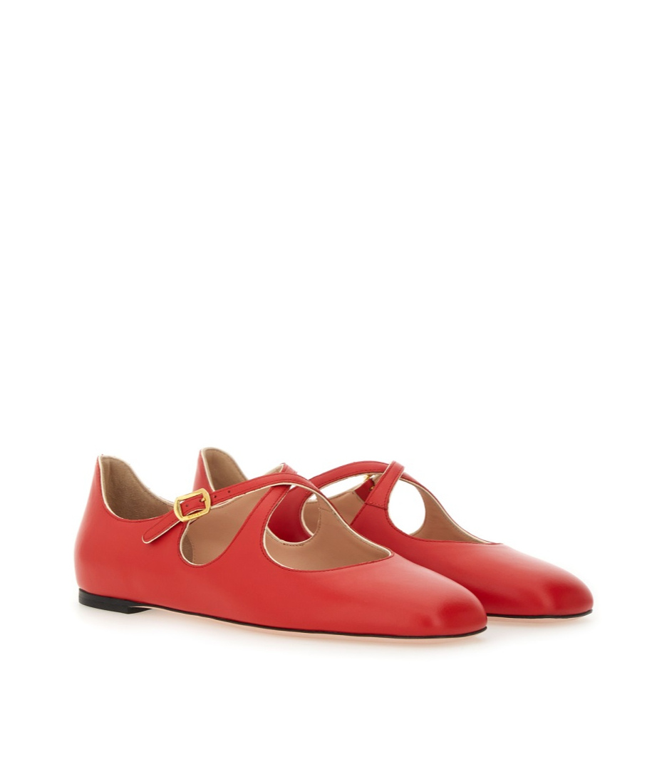Bally Beliska Cross-strap Leather Ballet Flats In Red