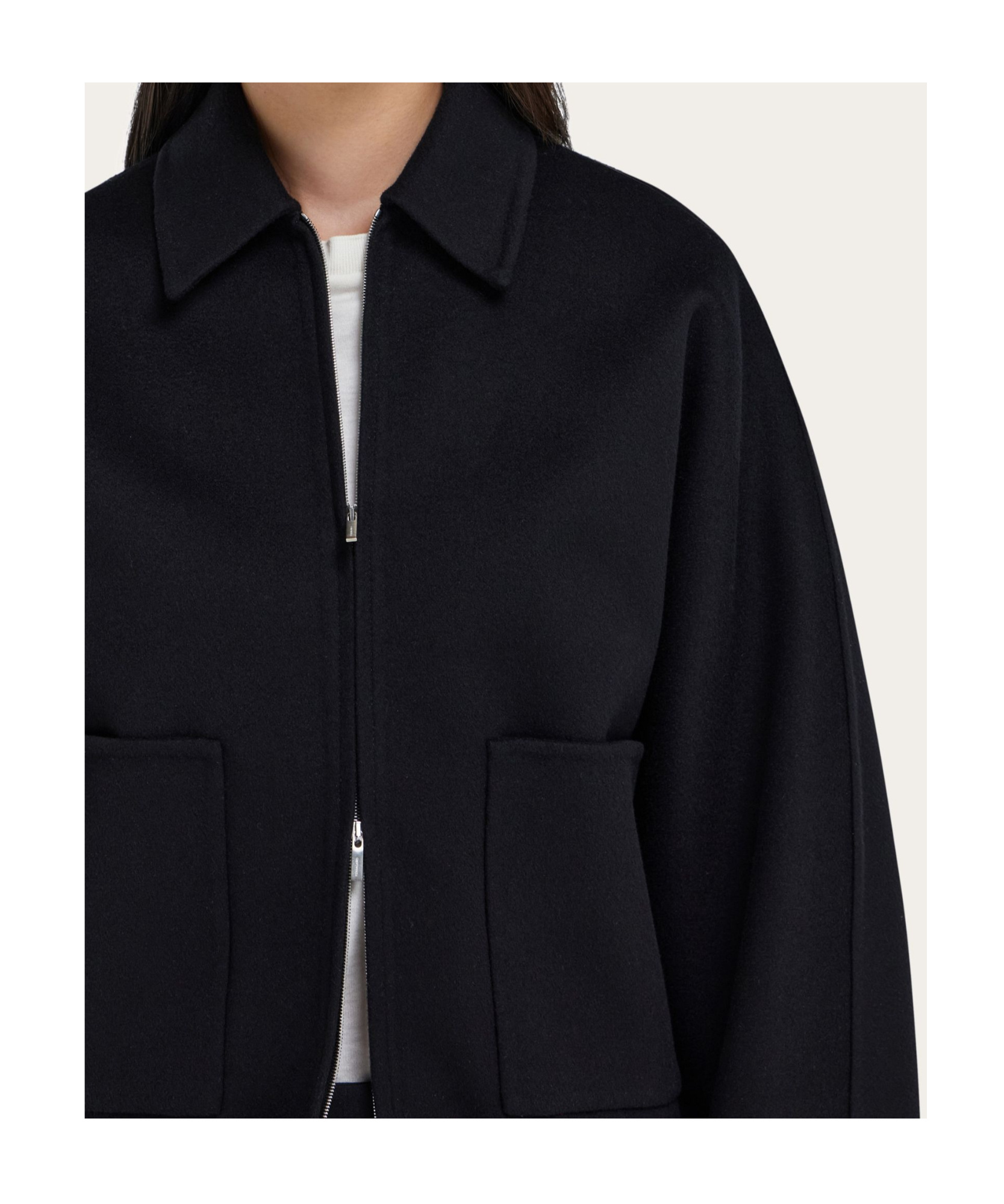 Ferragamo Cashmere Blend Cropped Bomber Jacket In Black