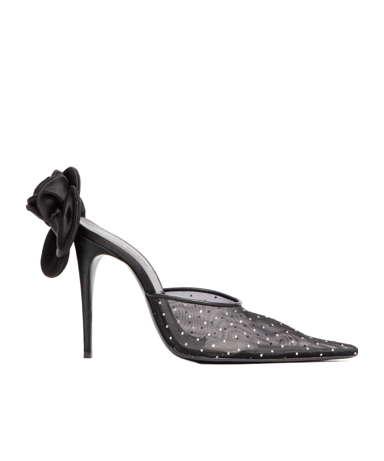 Magda Butrym Rose Crystal Mesh Mules In Black