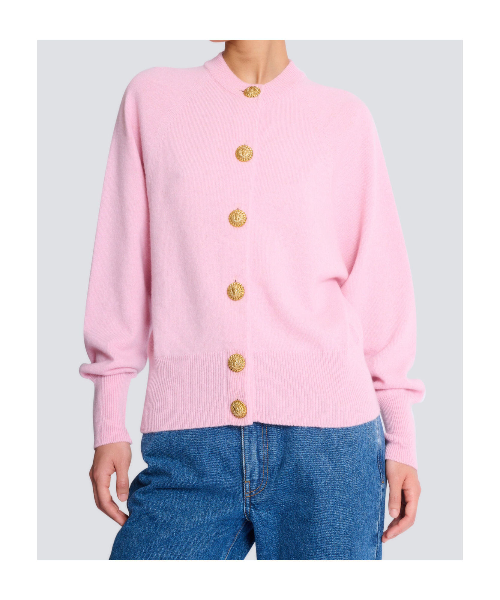 Balmain Buttoned Cardigan In Pink