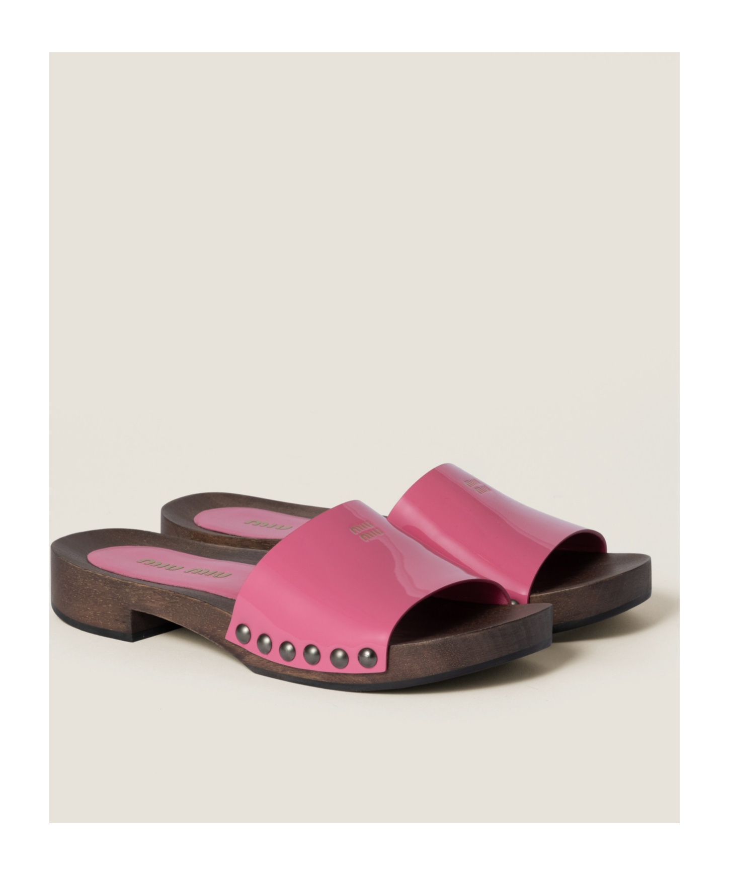 Shop Miu Miu Patent Leather Clogs In Begonia Pink
