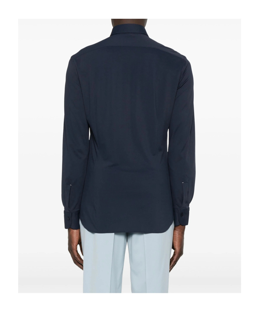 Mazzarelli Leather Shirts In Blue