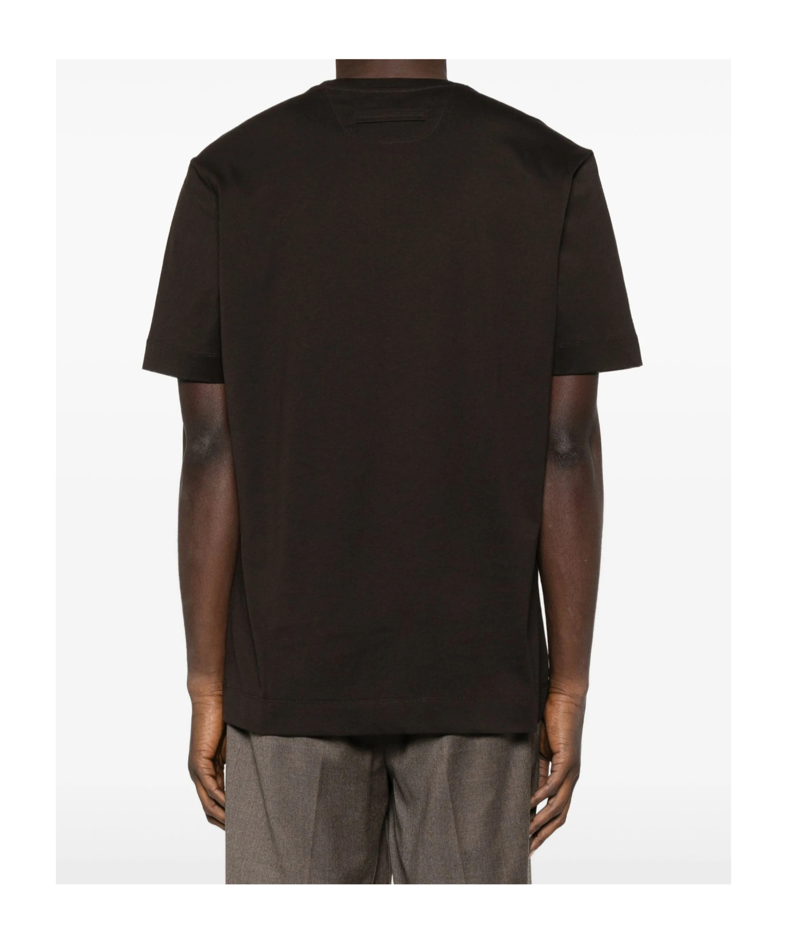 Zegna Embroidered Logo Polo Shirt In Brown