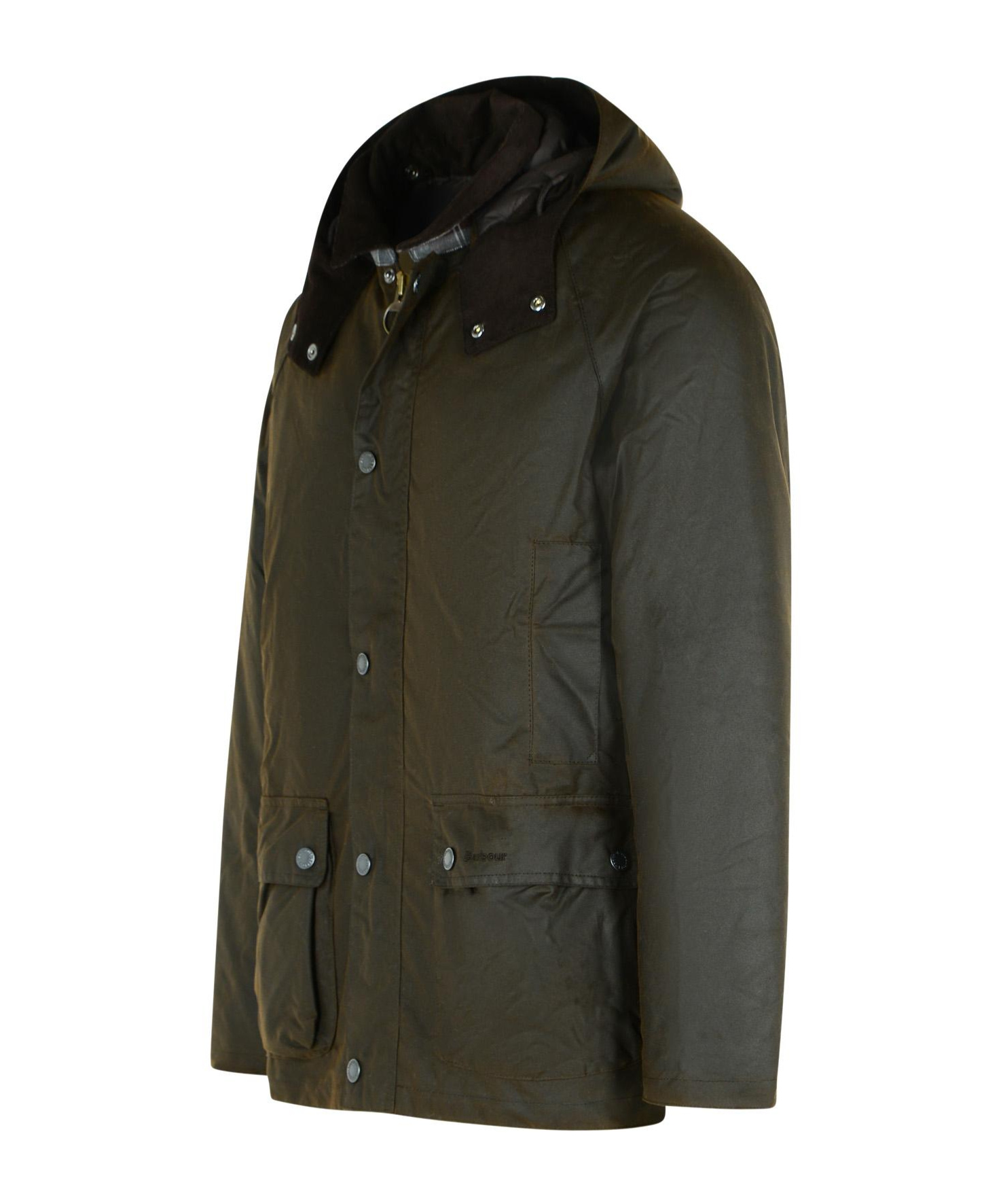 Barbour Mens Olive Ashby Corduroy-trimmed Waxed Cotton Jacket Xxl In Green