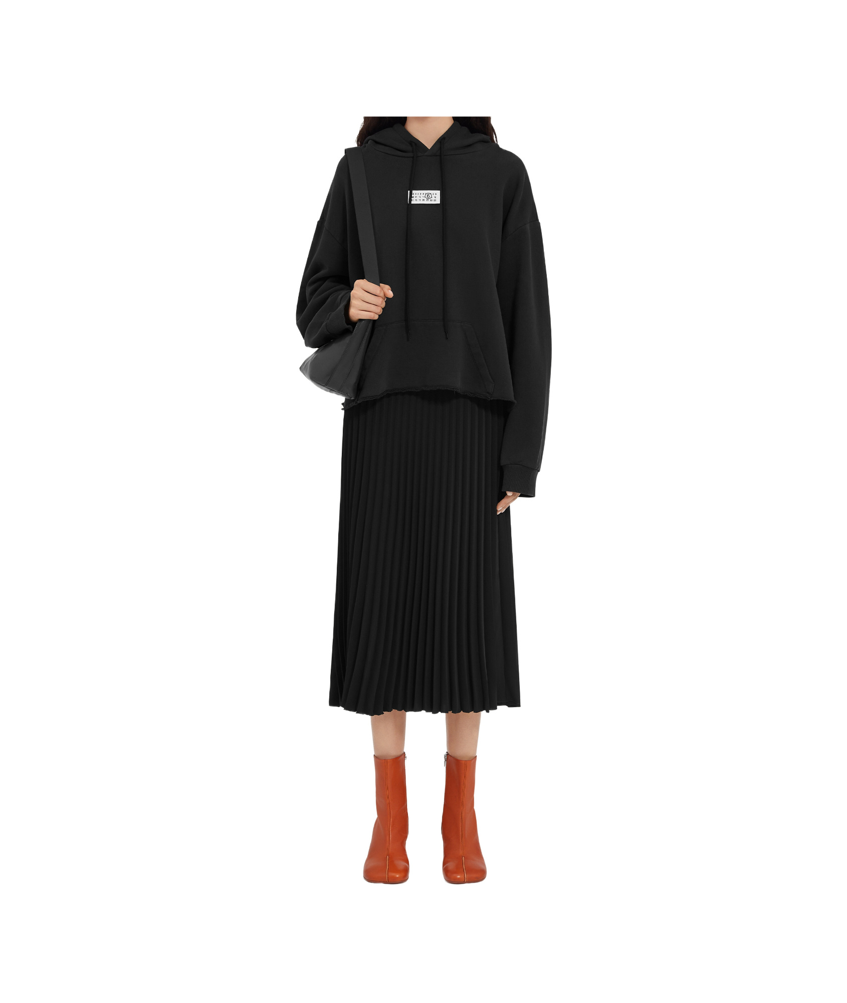 Mm6 Maison Margiela Numbers-motif Drawstring Hoodie In Black