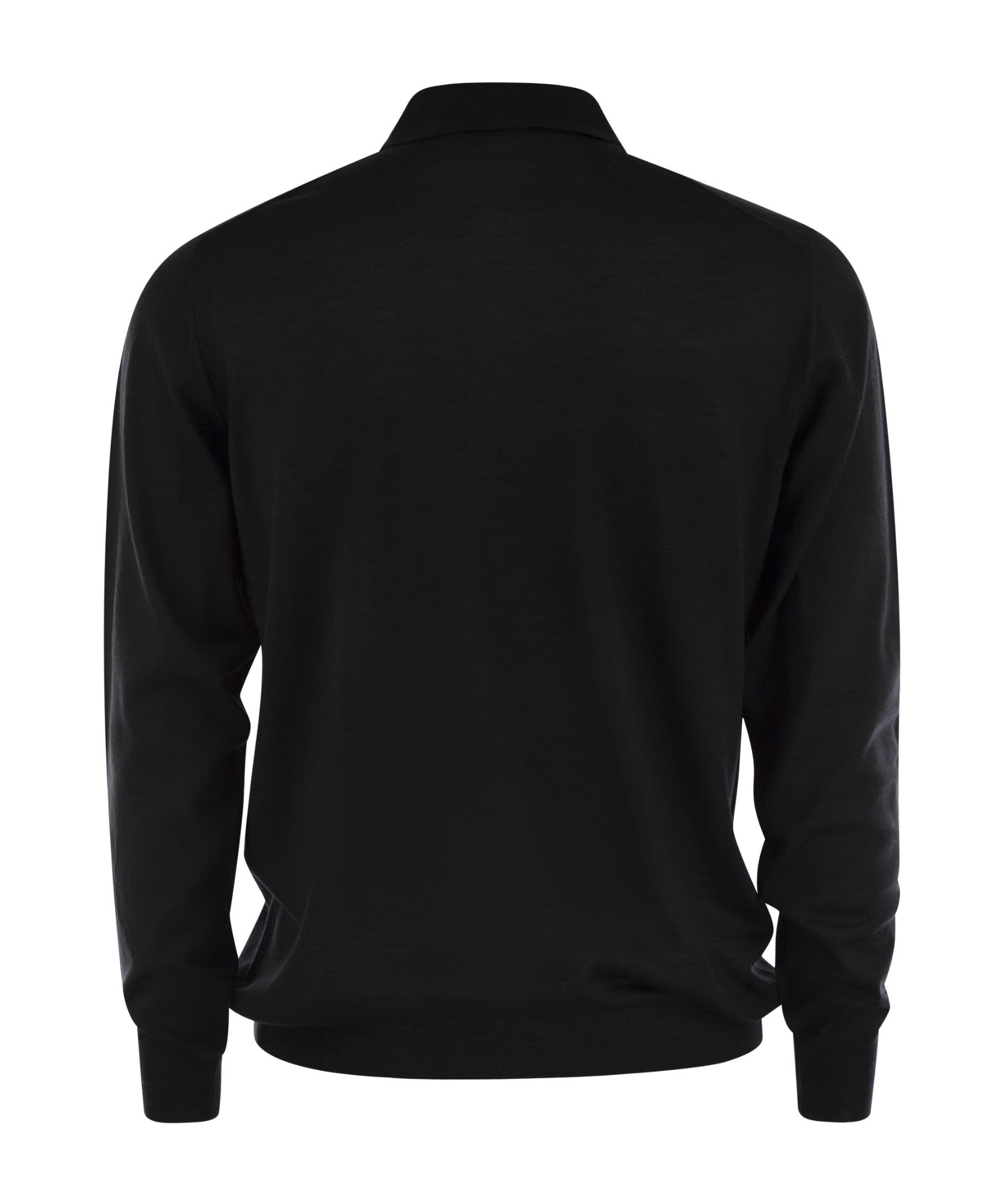 Fedeli Three-button Virgin Wool Polo Shirt In Black