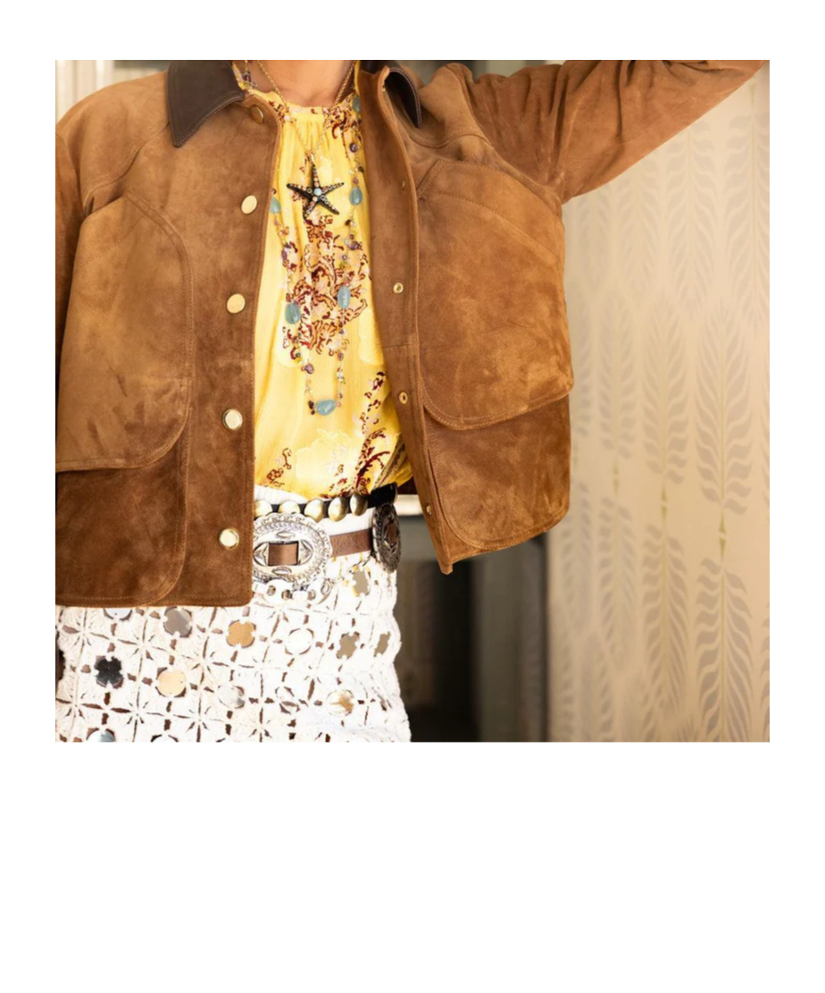 Veronica Beard Walters Leather Cropped Barn Jacket Whisky In Blue
