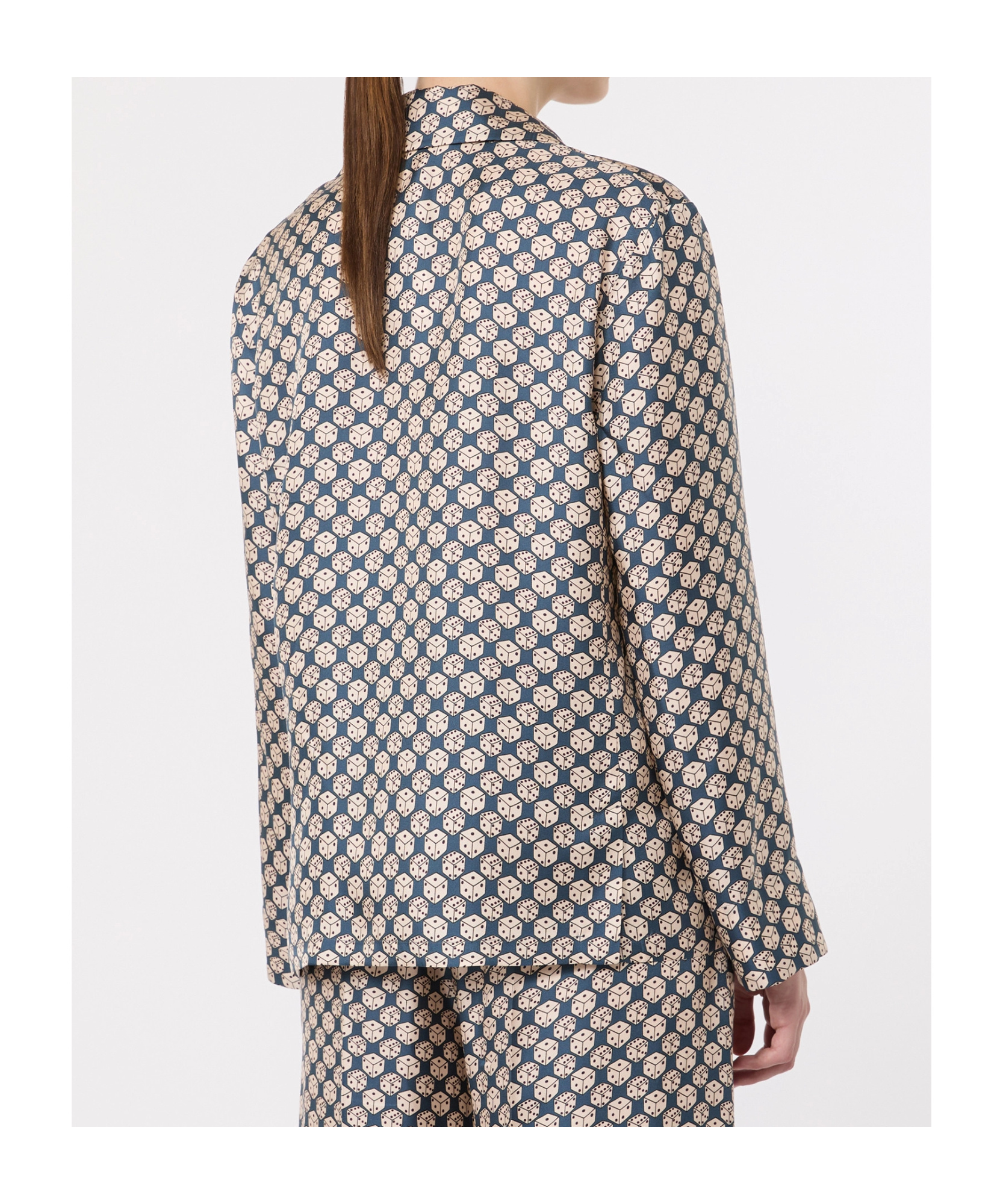 Max Mara Printed Silk Pyjama-style Shirt In Blue