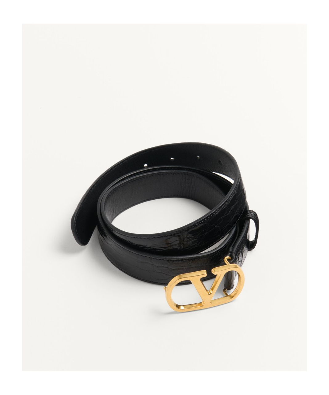 Valentino Garavani Elegant Black Leather Belt With Gold Buckle 30 Mm
