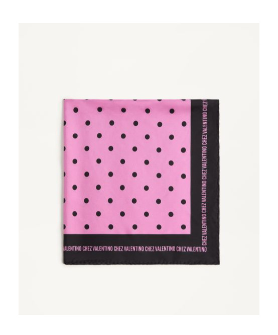 Valentino Silk Scarf In Black/fuchsia