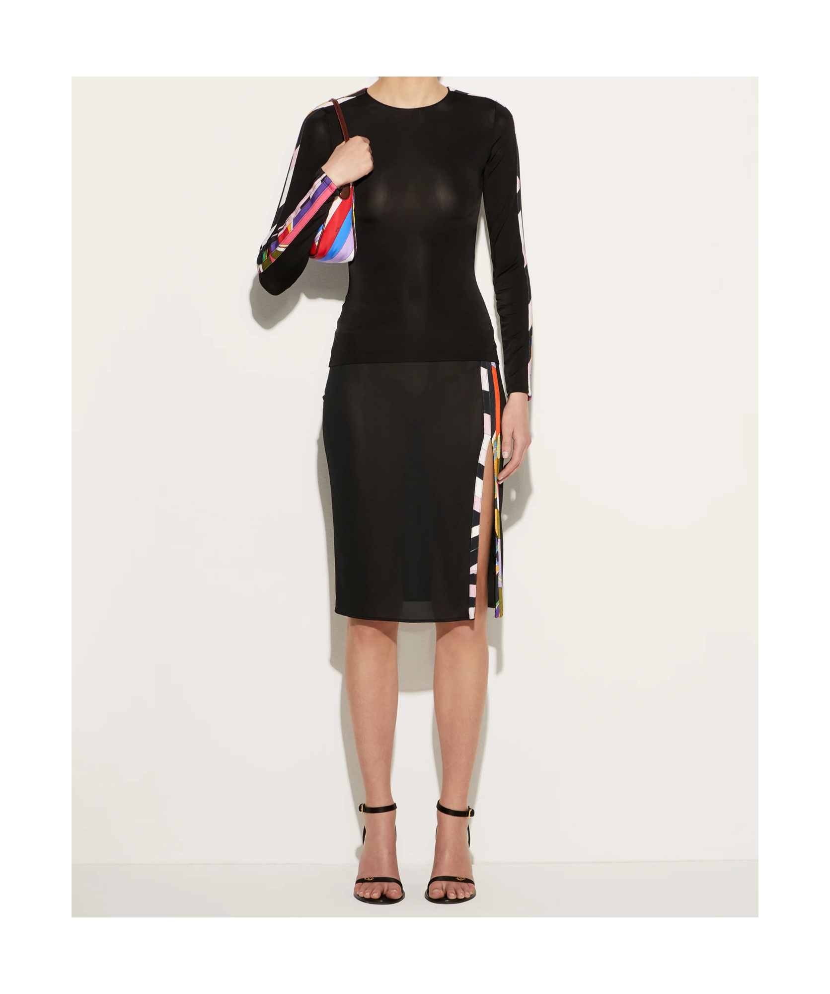 Pucci Contrast-trim Long-sleeve Top In Black