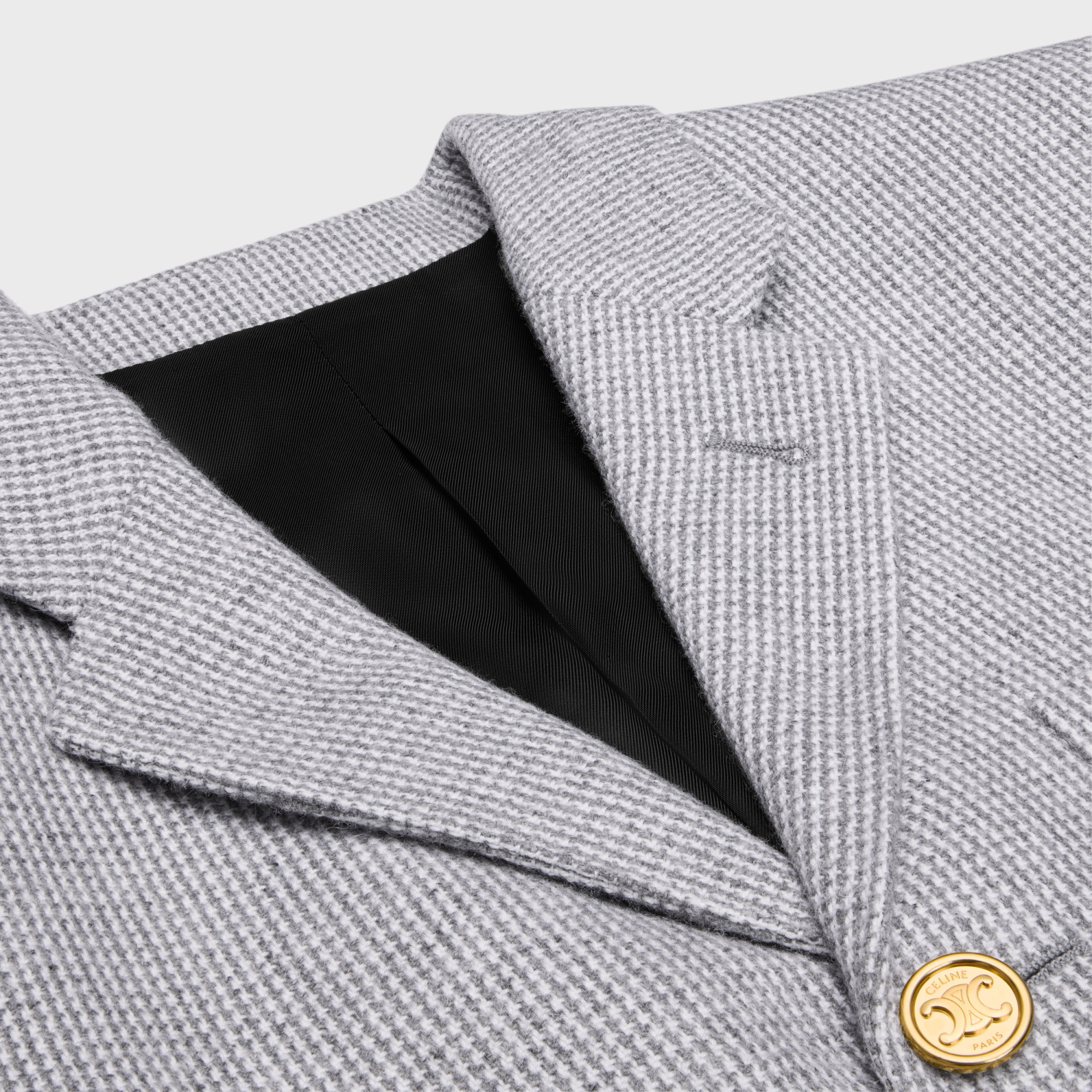 Shop Celine Sorbonne Jacket In Cashmere Natté In Gray