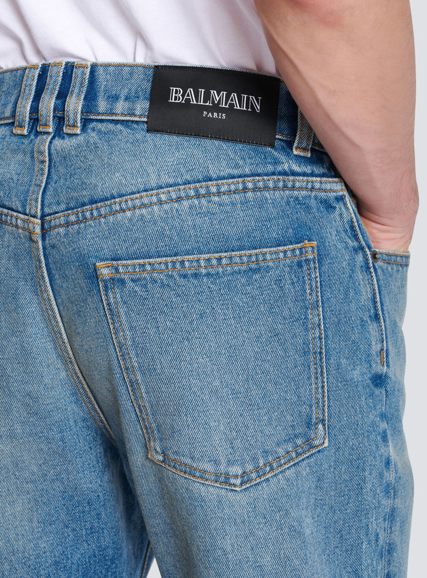Balmain Appliqué Jeans - Men's - Cotton In Blue
