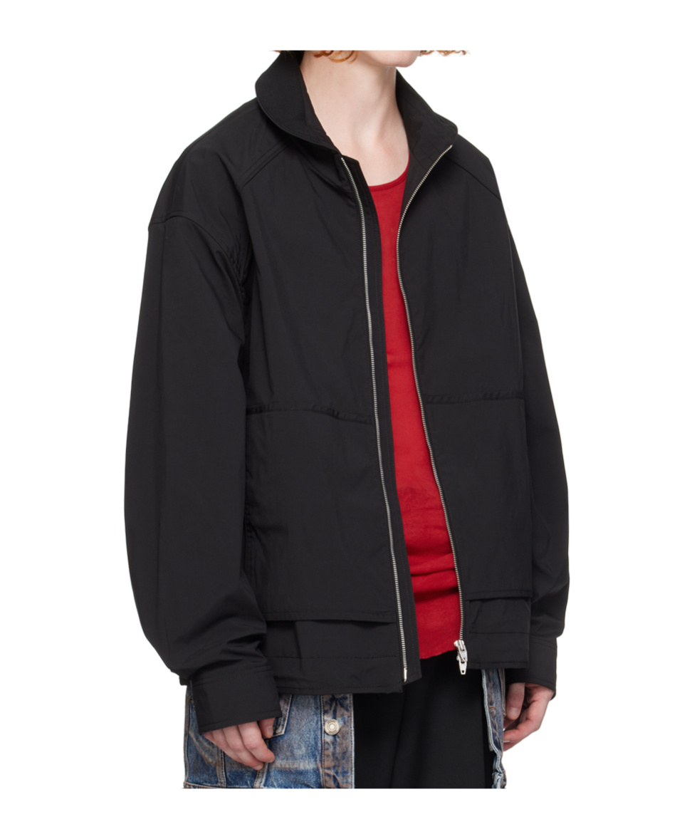 Juunj High Neck Zipper Casual Jacket In Black