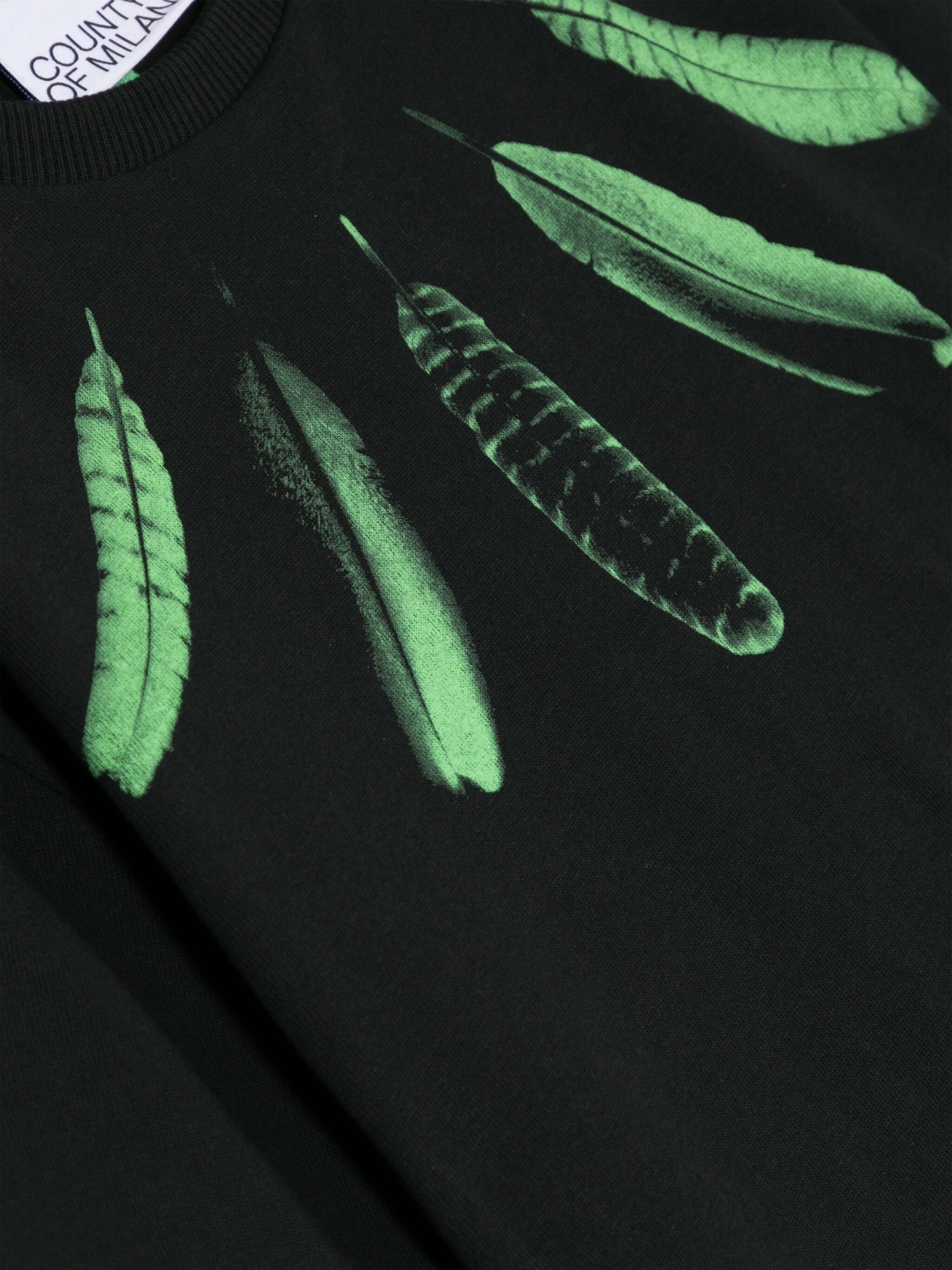 Marcelo Burlon County Of Milan Collar Feathers-print Cotton T-shirt In Black
