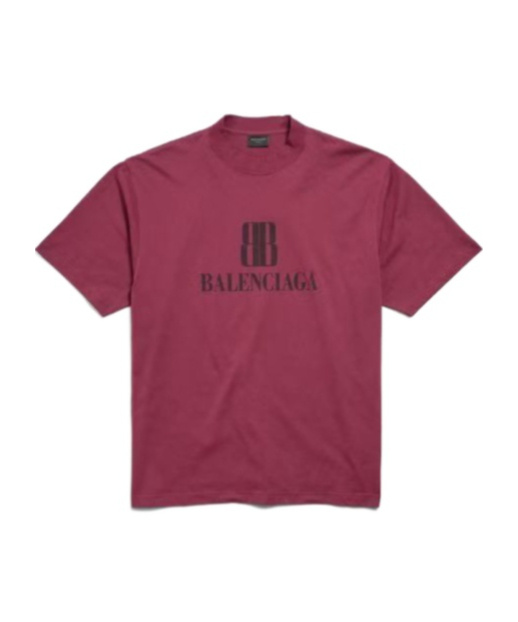 Balenciaga Bordeaux Crewneck T-shirt With Logo Print On The Front In Cotton Man