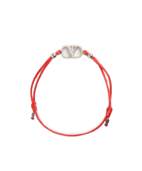 Valentino Garavani Vlogo Signature Cotton Bracelet In Red