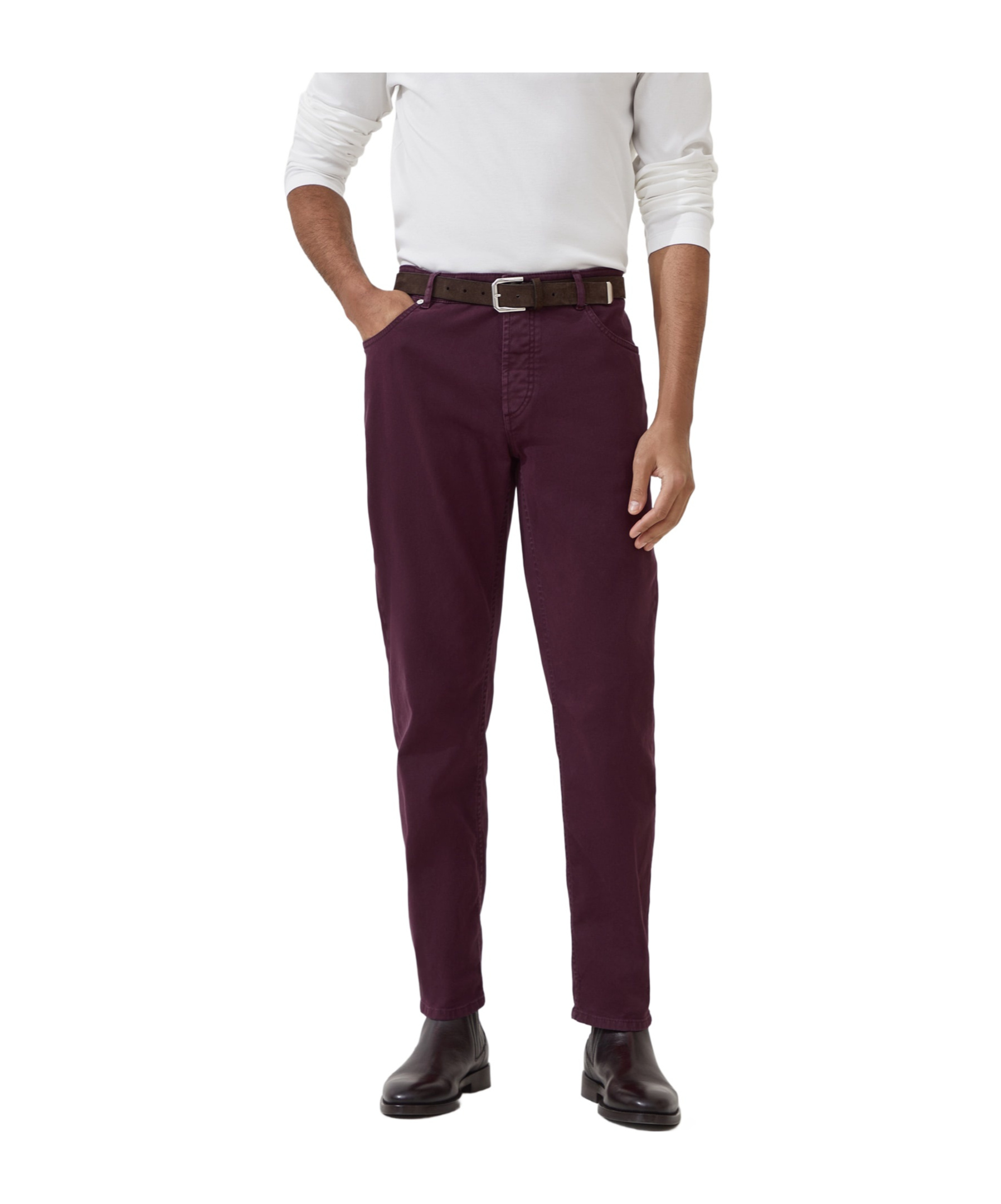 Brunello Cucinelli Five-pocket Virgin Wool Flannel Trousers In Purple
