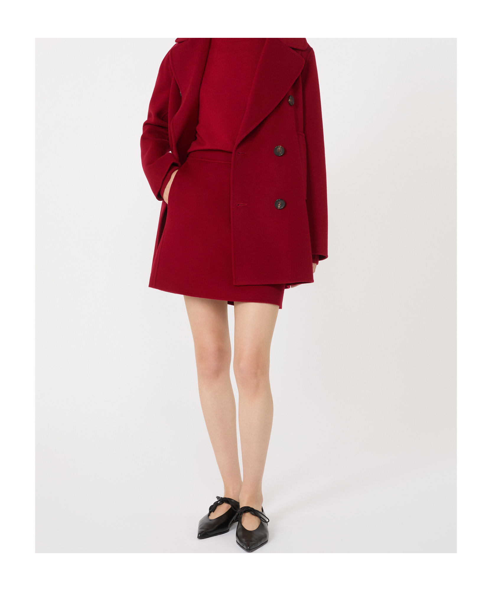 Max Mara Falda De Tubo De Lana In Red
