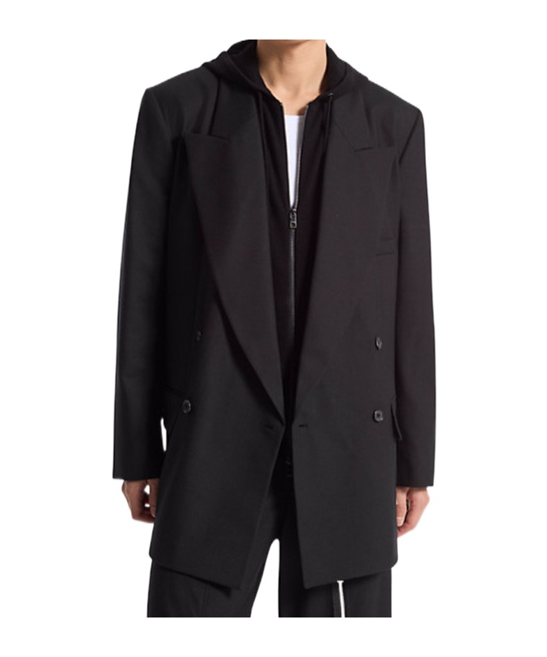 Michael Kors Stretch Wool Flannel Double-breasted Blazer In Black