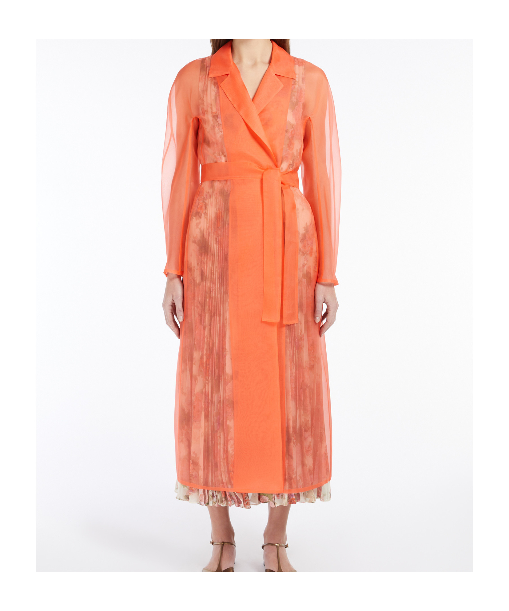 Max Mara Organza Duster Coat In Coral