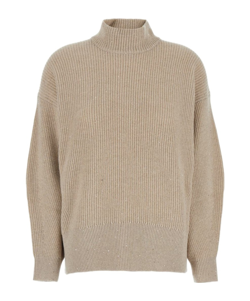 Brunello Cucinelli Cashmere Turtleneck Sweater In Nude