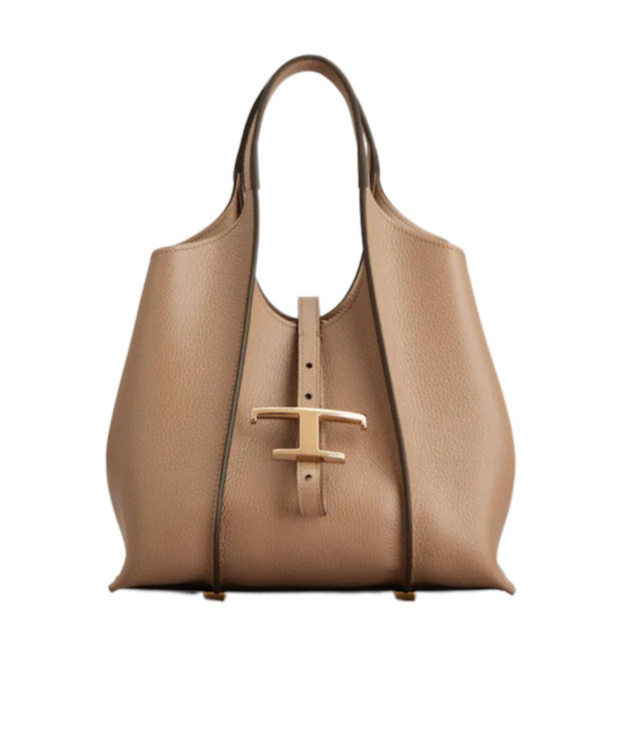 Tod's T Timeless Mini Leather Shoulder Bag In Sand