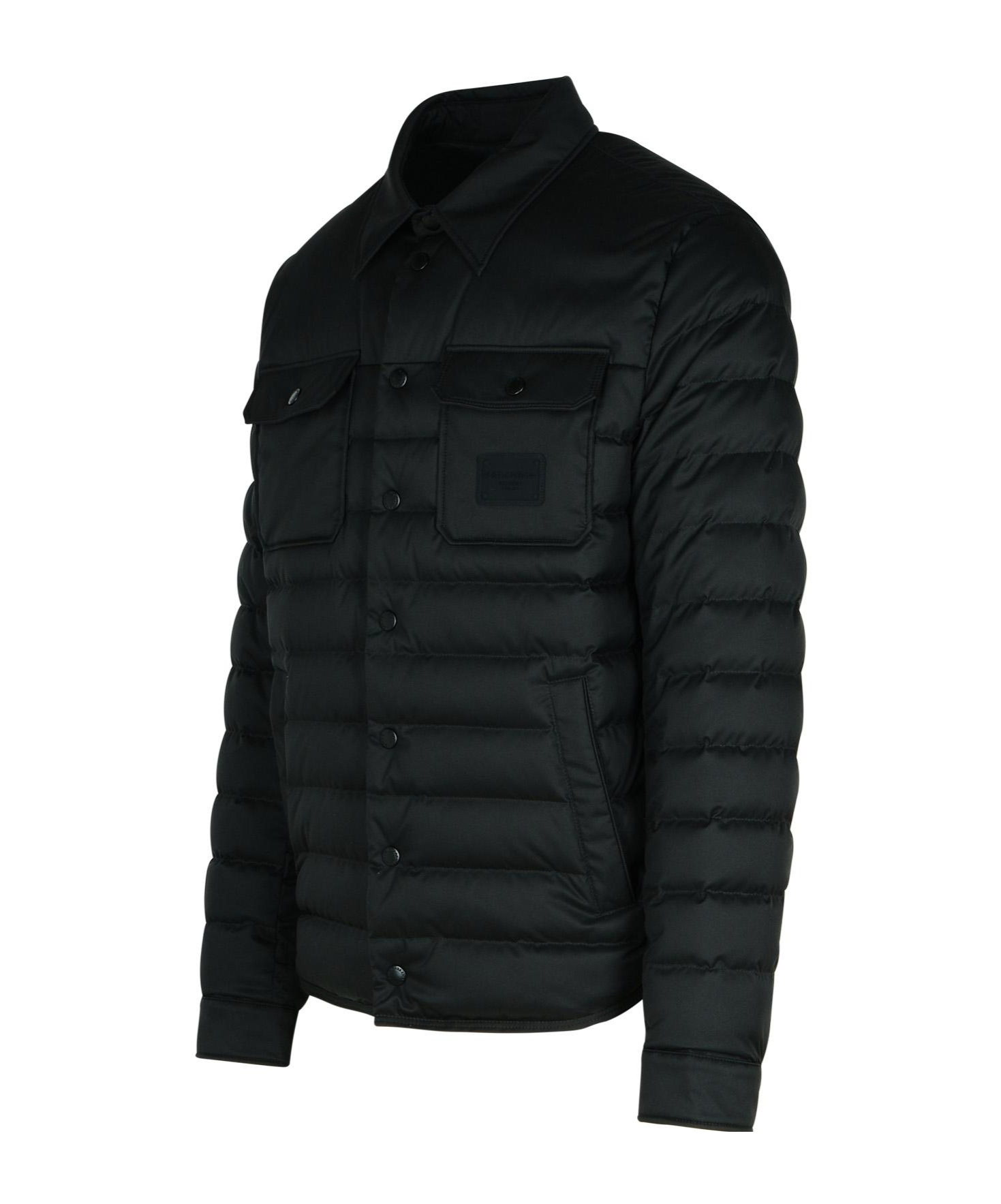 Dolce & Gabbana Padded And Quilted Nylon Jacket With Frontal Logo In Black