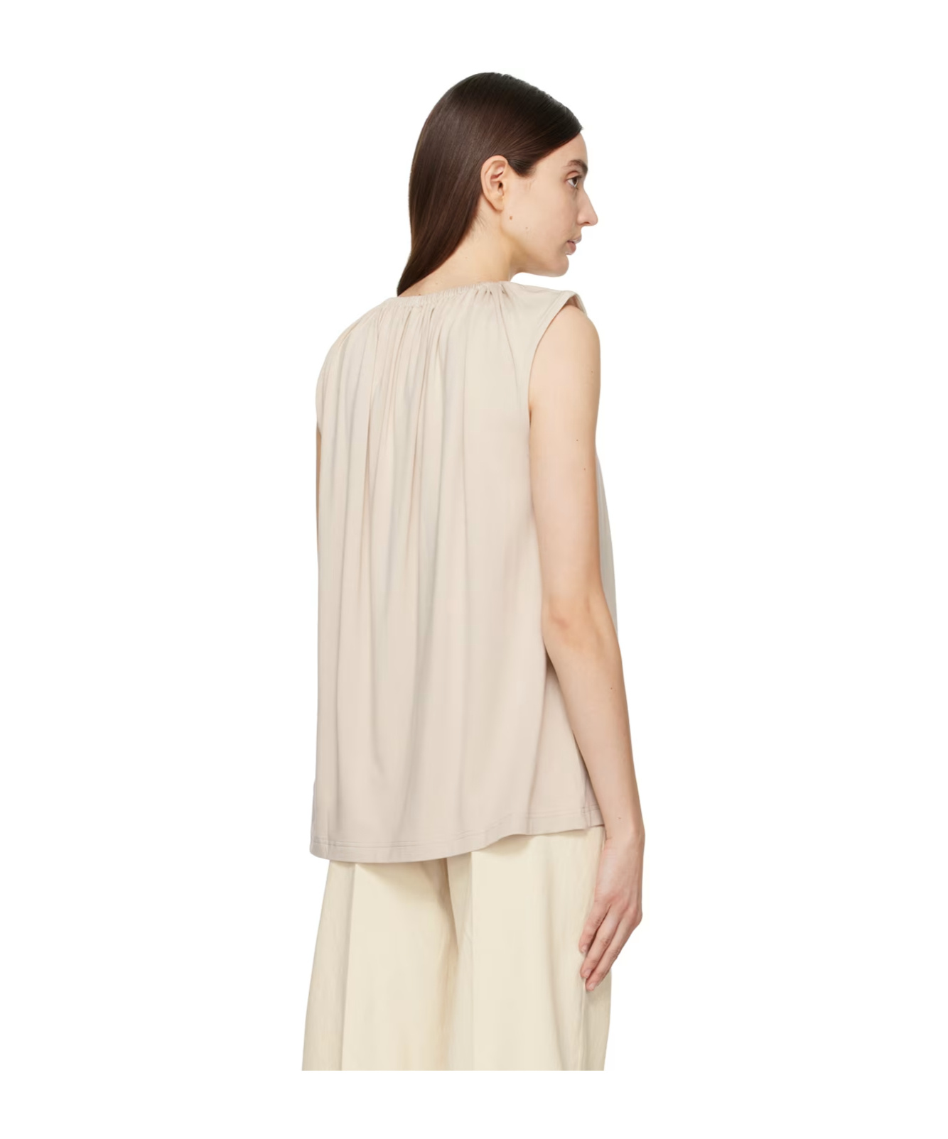 TOTÊME RUCHED ELASTICATED SLEEVELESS BLOUSE