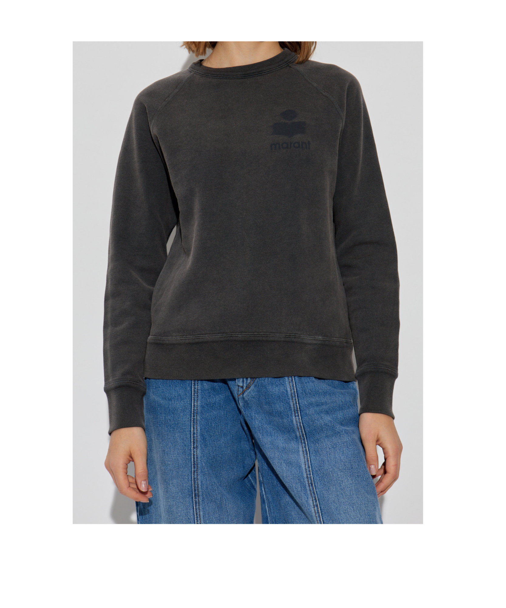 Isabel Marant Étoile Round-collar Long-sleeve Hoodie In Black