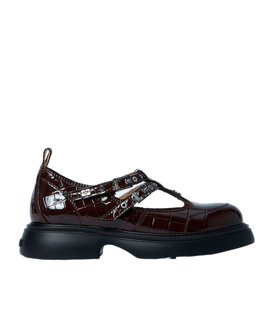 Ganni Butterfly Crocodile-effect Buckle Loafers