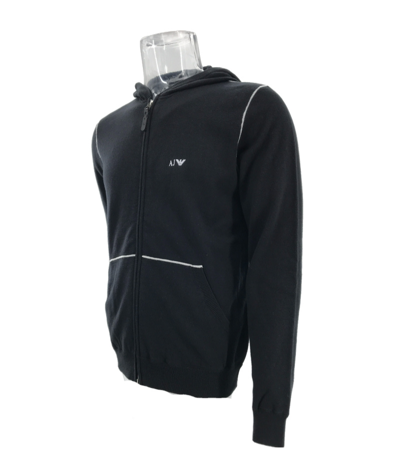 ARMANI JEANS HOODED LONG-SLEEVED KNITTED JACKET